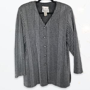 Vintage Saks Fifth Avenue Folio Ruth Norman 70s 80s Black Silver Metallic Jacket